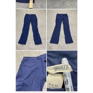 Duluth trading womens cargo pants sz 6x35 mid rise blue adjustable leg outdoor